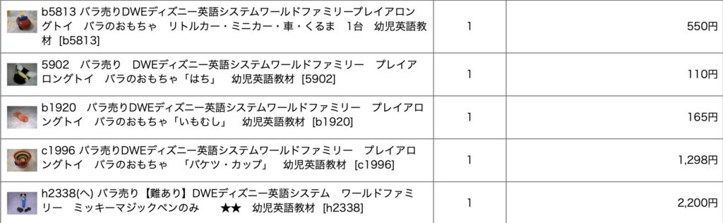 ママのガレージセールで購入したもの